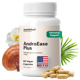 Nourished Natural Health AndroEase Plus, bouteille de capsules véganes pour l'équilibre quotidien.