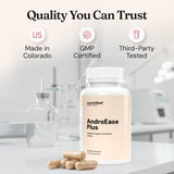 Nourished Natural Health AndroEase Plus capsules véganes faciles à avaler.