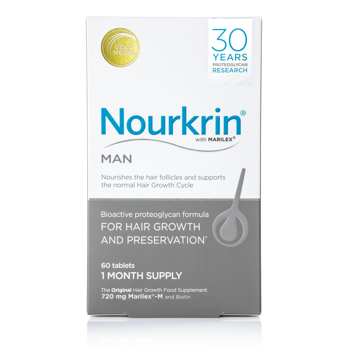Nourkrin Man flacon de tablettes, soutien potentiel à la croissance capillaire
