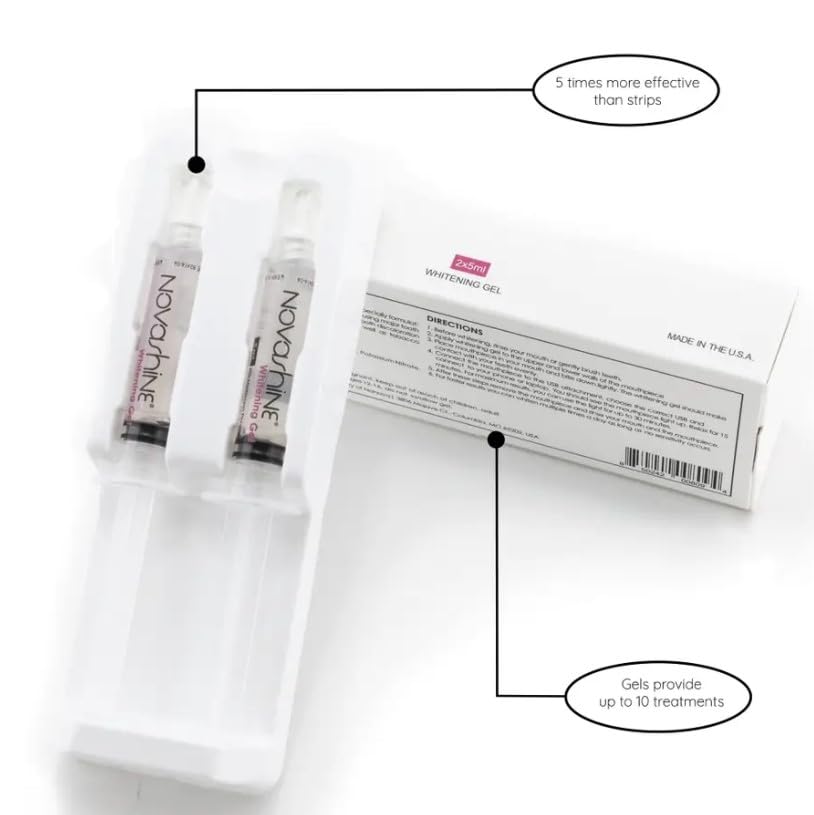 Novashine: aperçu des résultats avant/après blanchiment des dents.