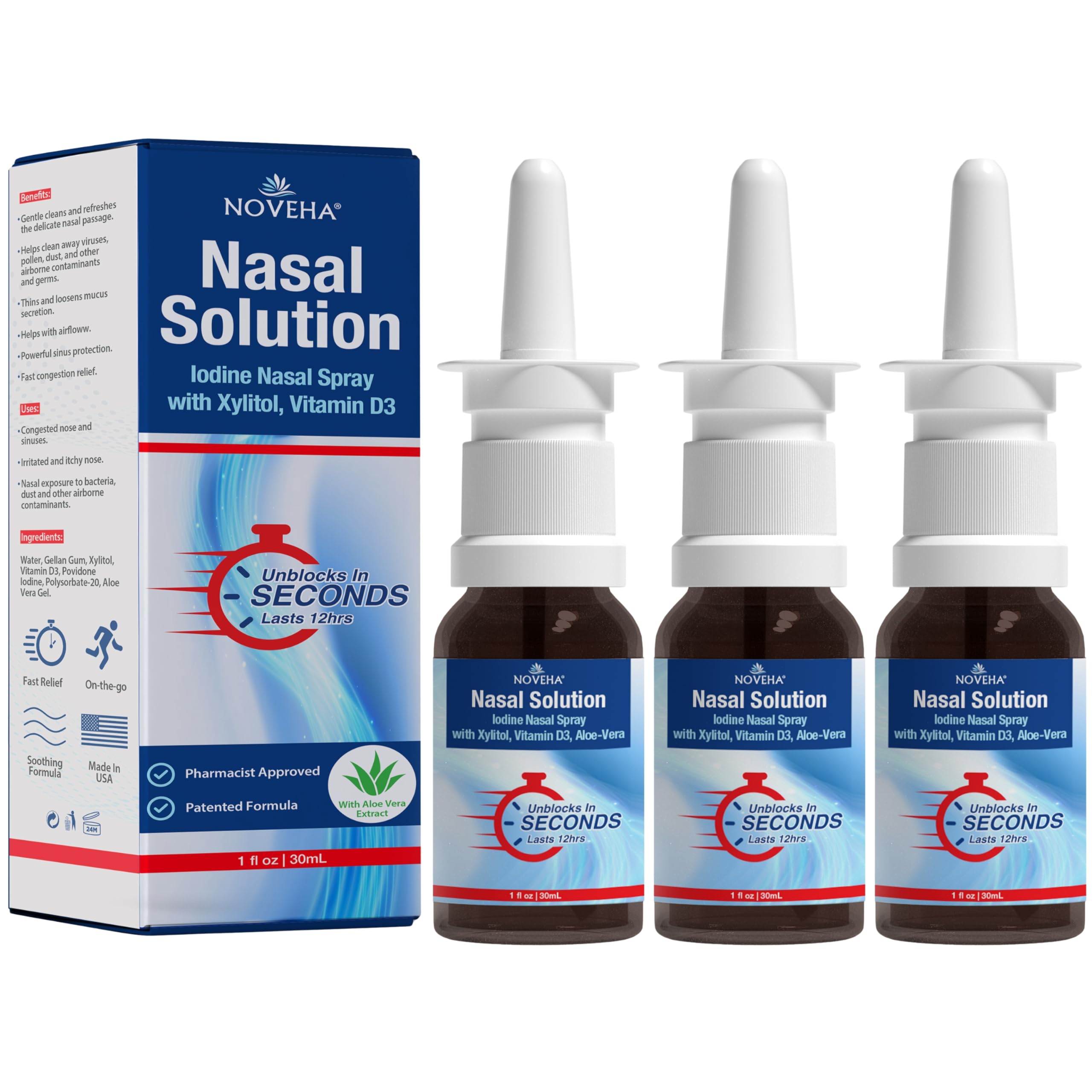NOVEHA spray nasale : flacon élégant prêt pour l'hygiène quotidienne