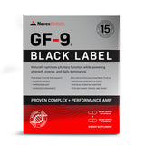 GF-9 Black Label de Novex Biotech – bouteille montrant le flacon, soutien énergie et concentration.