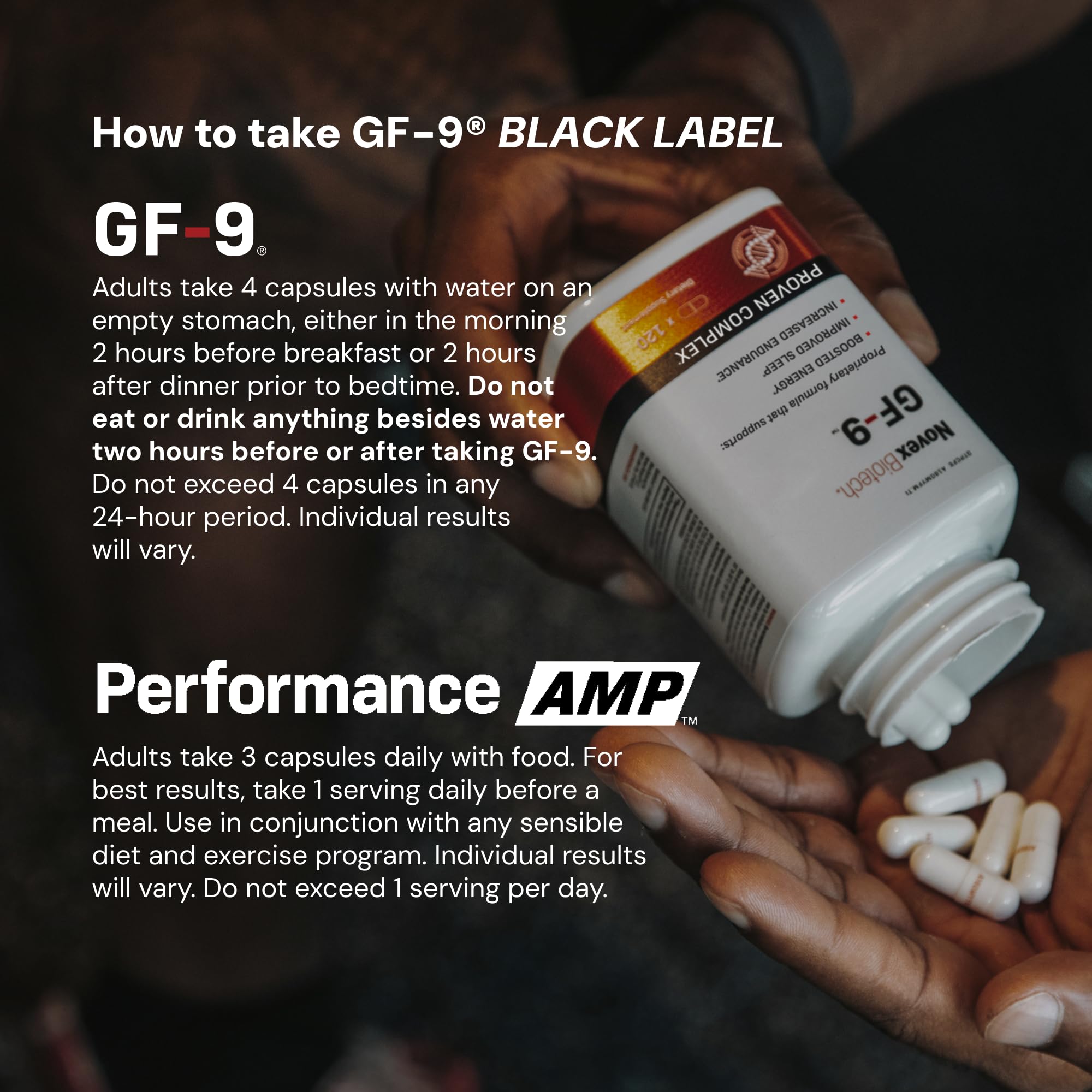 GF-9 Black Label – fiche produit, bénéfices potentiels énergie et concentration.