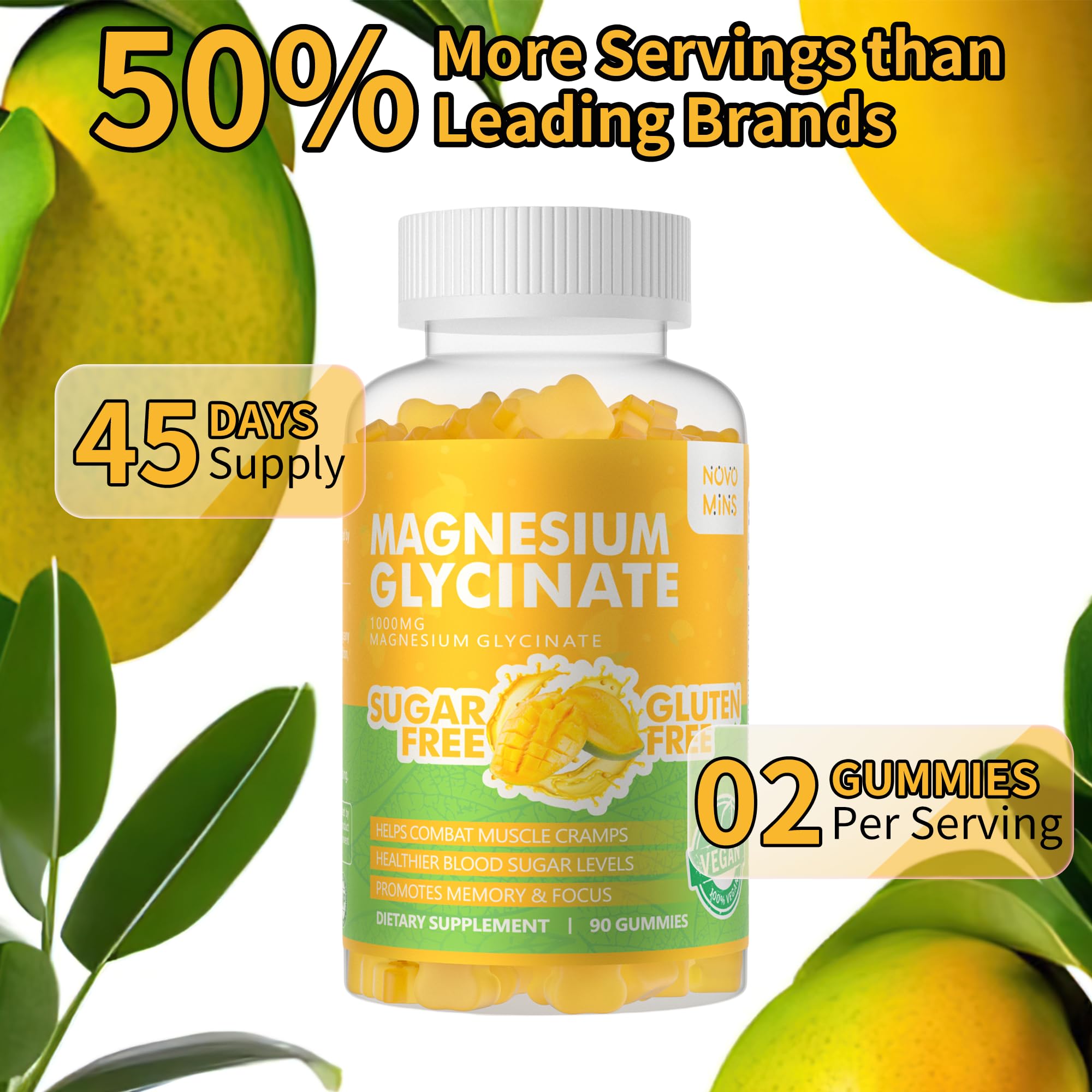 Novomins gommes sans sucre mangue-ananas, option légère et gourmande.