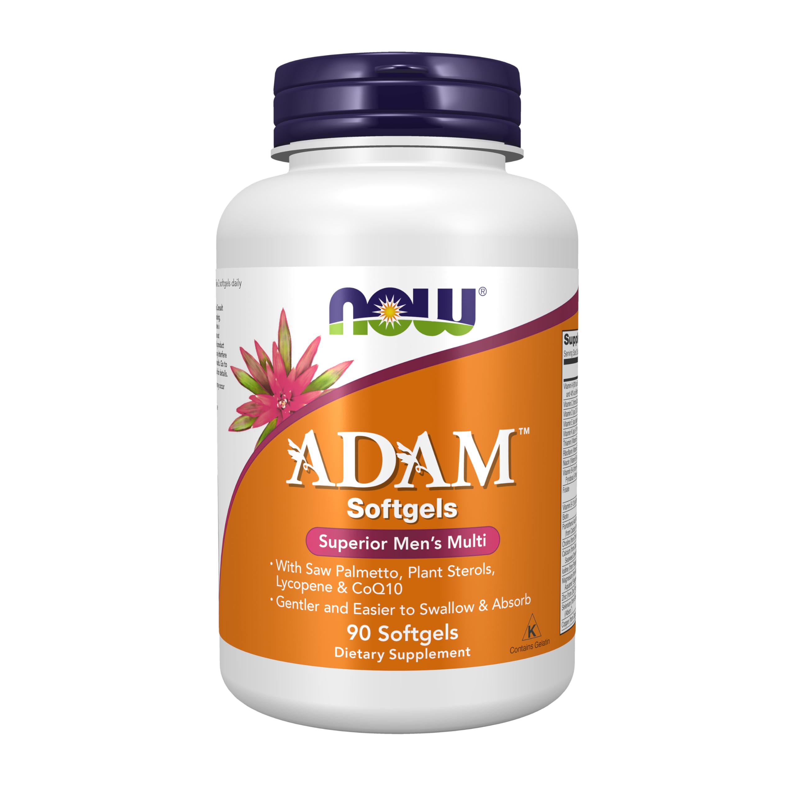 NOW ADAM – bouteille de gélules faciles à avaler pour homme actif.
