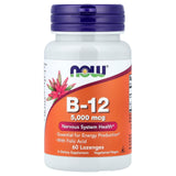 NOW B-12 5 000 mcg — flacon de pastilles, soutien potentiel à l'énergie au quotidien