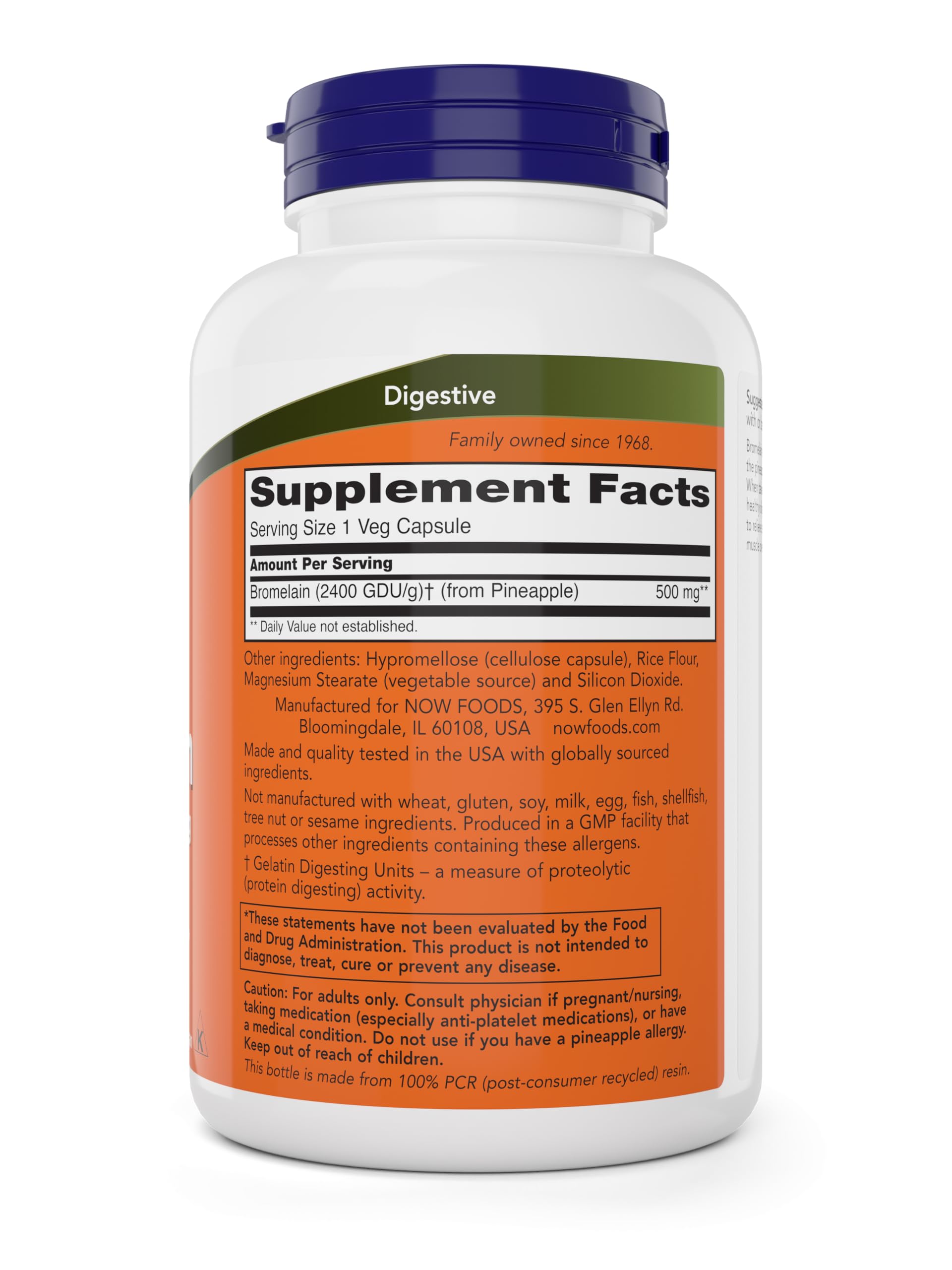 NOW Bromélaïne: capsules 500 mg, enzyme naturelle de l’ananas.