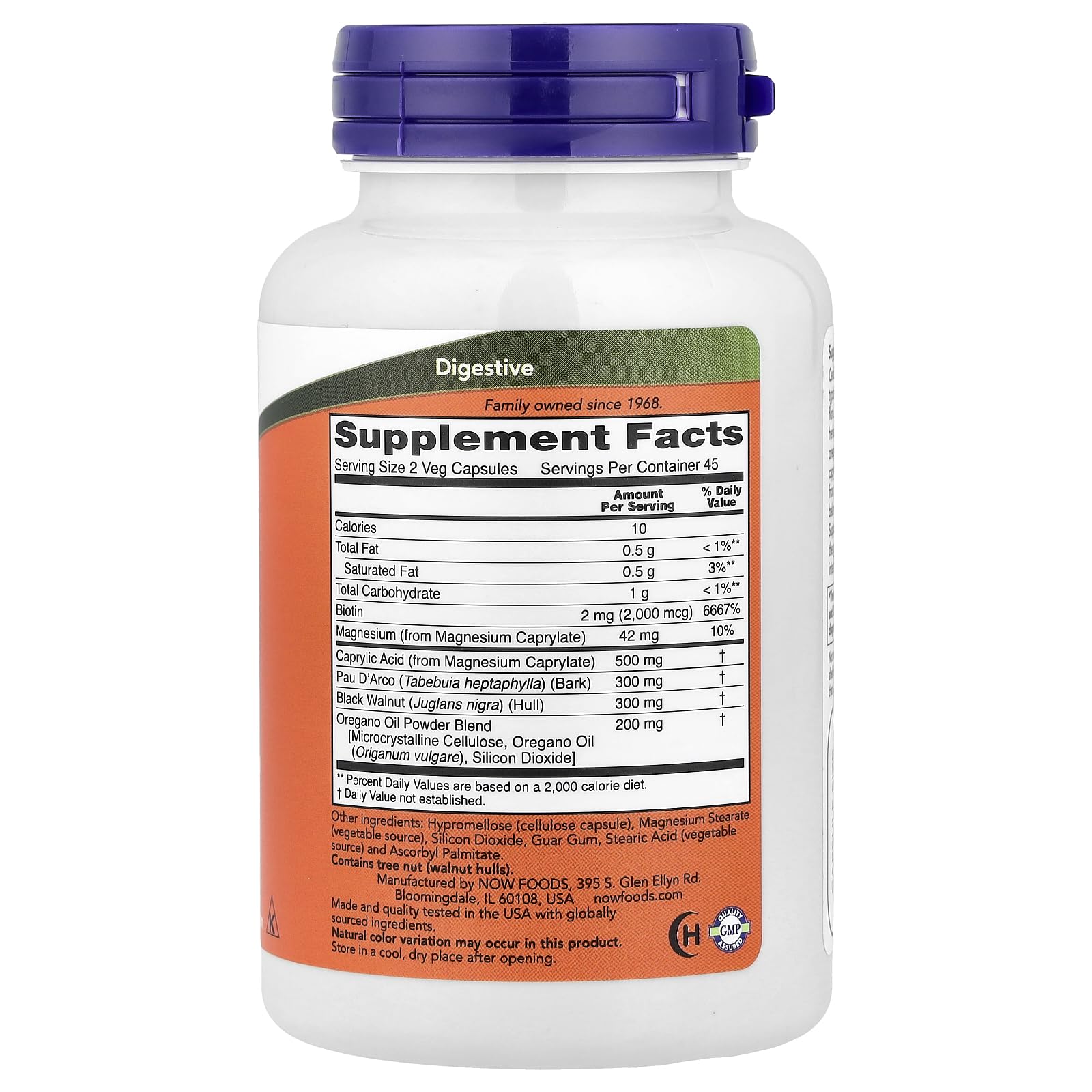 NOW Candida Support capsules végétales pour un usage quotidien visant l'équilibre intestinal.
