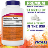 NOW Choline et Inositol - bouteilles faciles à doser pour votre routine.