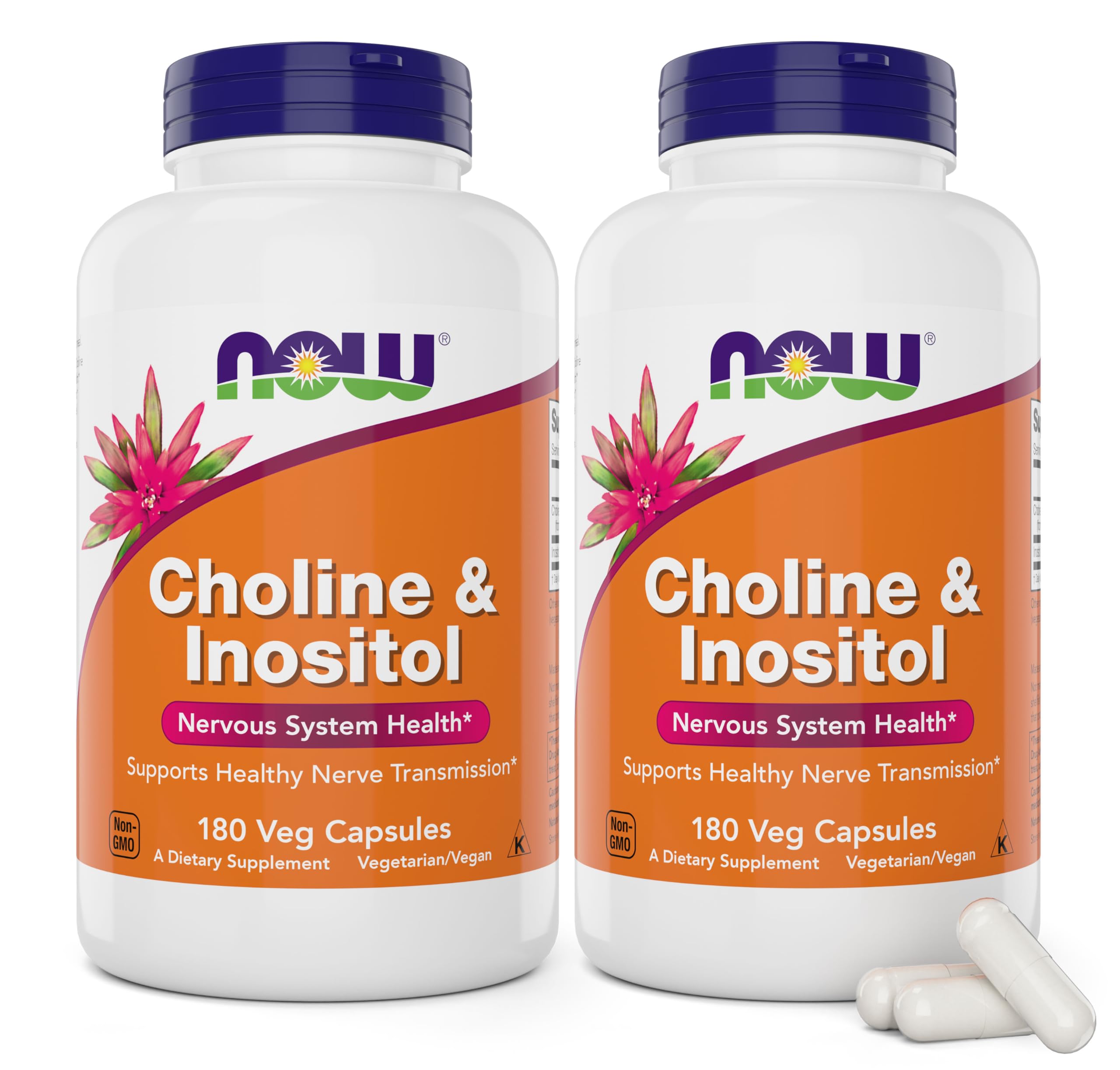 NOW Choline et Inositol - capsules pratiques pour un apport quotidien.