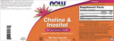 NOW Choline et Inositol - étiquette claire avec informations produit.