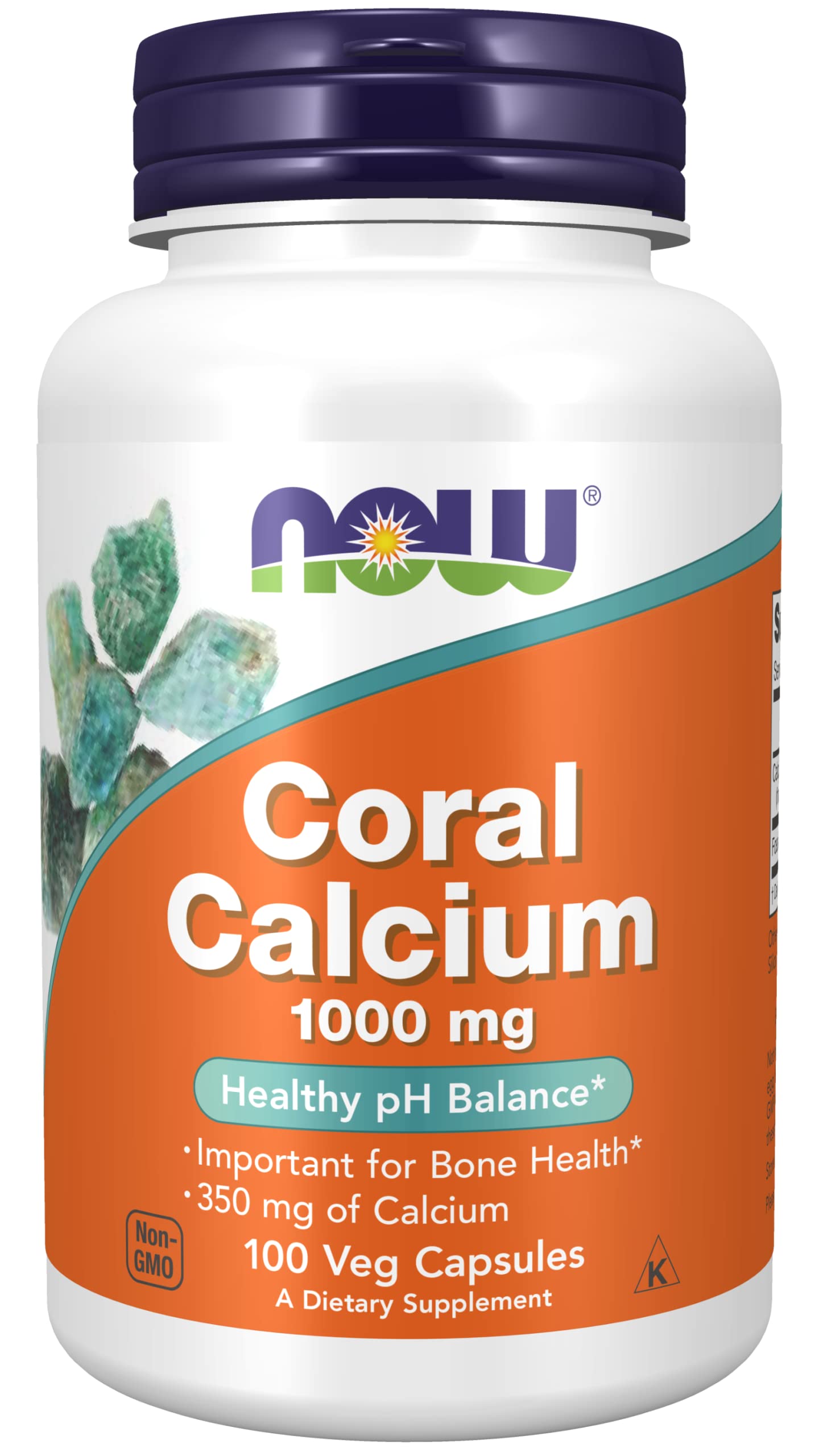 Now Foods Coral Calcium 1000 mg, boîte de capsules, soutien potentiel des os au quotidien.