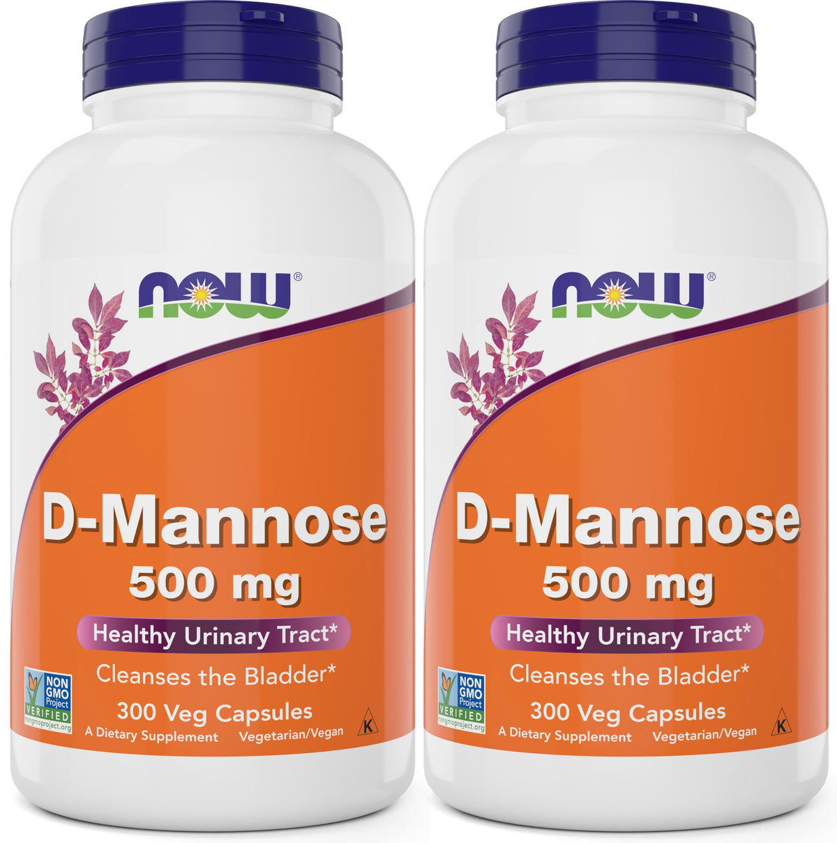 NOW D-Mannose, bouteille végétarienne 500 mg, soutient la fonction urinaire et la vessie saine