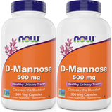 NOW D-Mannose, bouteille végétarienne 500 mg, soutient la fonction urinaire et la vessie saine