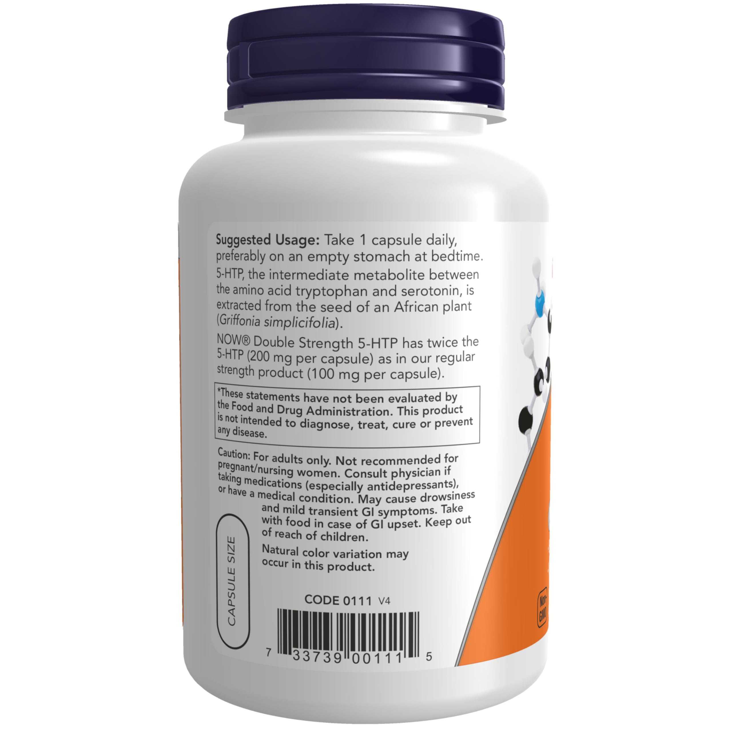 NOW Foods 5-HTP, capsules végétales faciles à avaler pour une routine quotidienne.