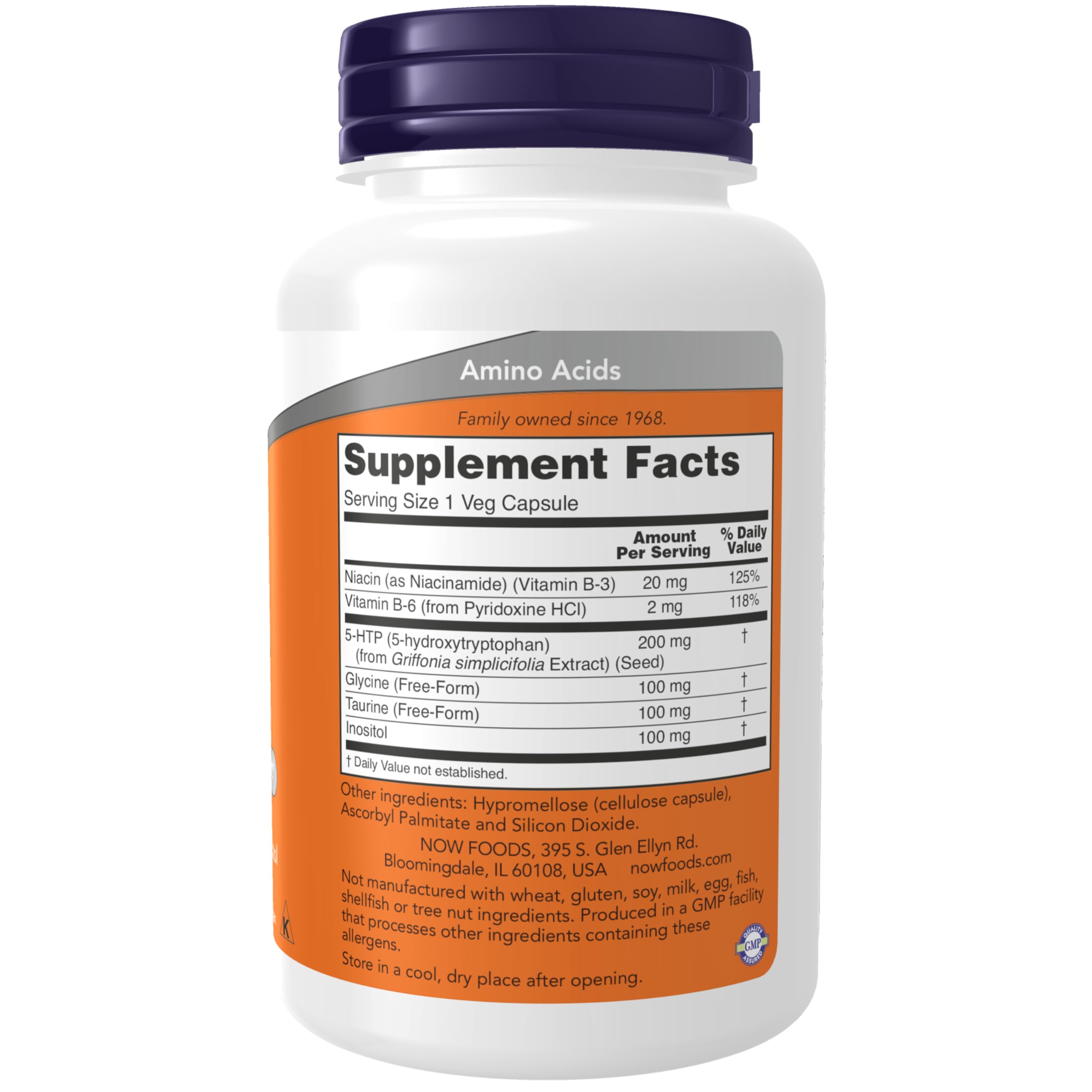  NOW Foods 5-HTP bouteille: emballage pratique pour une routine quotidienne.