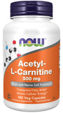 NOW Foods Acétyl L-Carnitine 500 mg – flacon: soutien possible au transport des acides gras et énergie