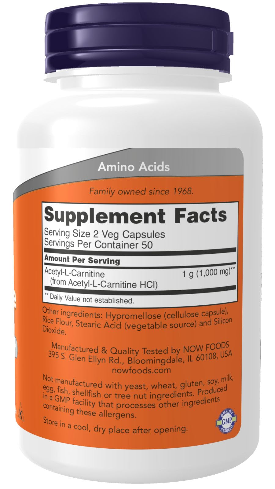 NOW Foods Acétyl L-Carnitine 500 mg – gros plan sur les capsules et leur forme biodisponible