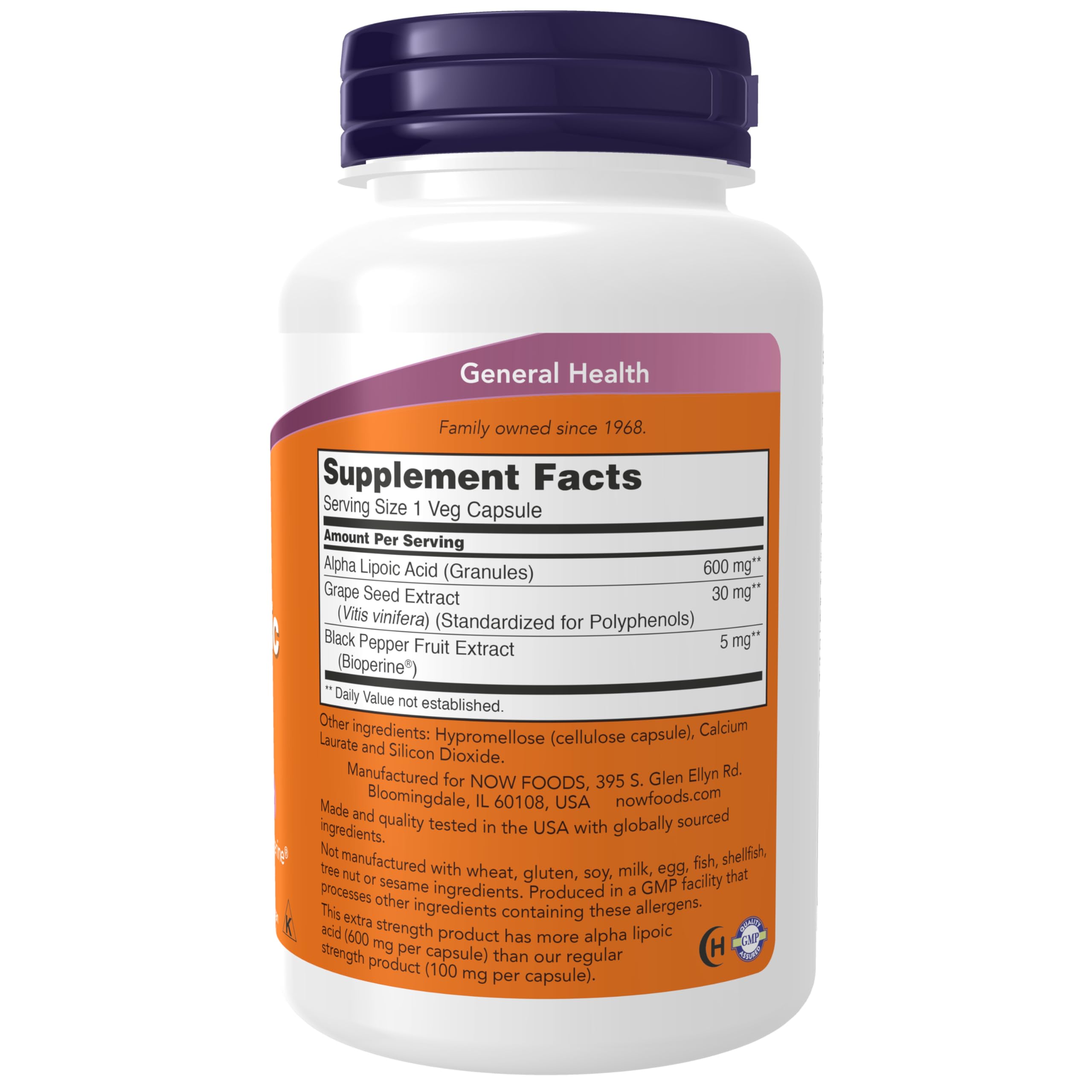 Capsules végétales NOW Foods 600 mg, faciles à ingérer dans une routine quotidienne