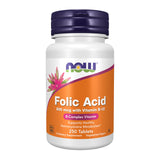 NOW Foods acide folique — bouteille de comprimés, soutien potentiel au métabolisme des homocystéines.