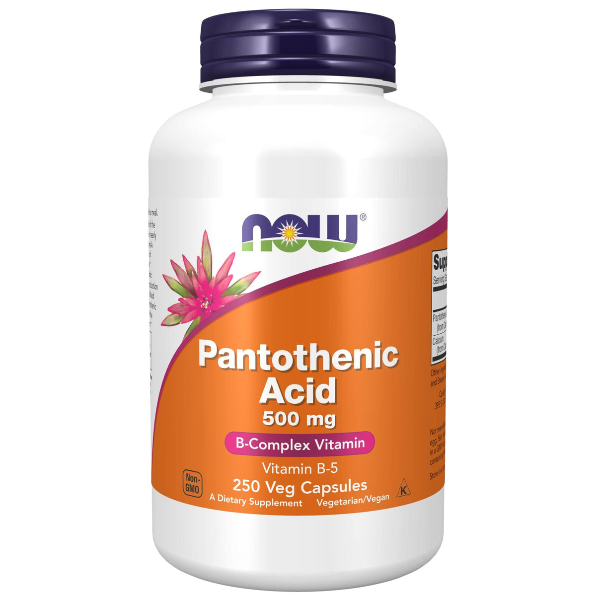 NOW Foods acide pantothenique 500 mg capsules, soutien potentiel du metabolisme des nutriments.
