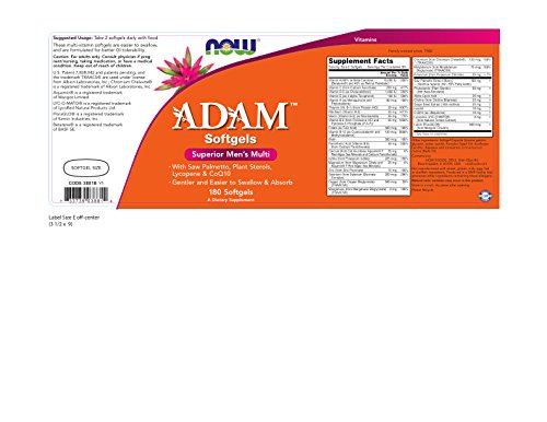NOW Foods ADAM: capsules molles faciles à avaler pour homme, intégrant une routine nutritionnelle.