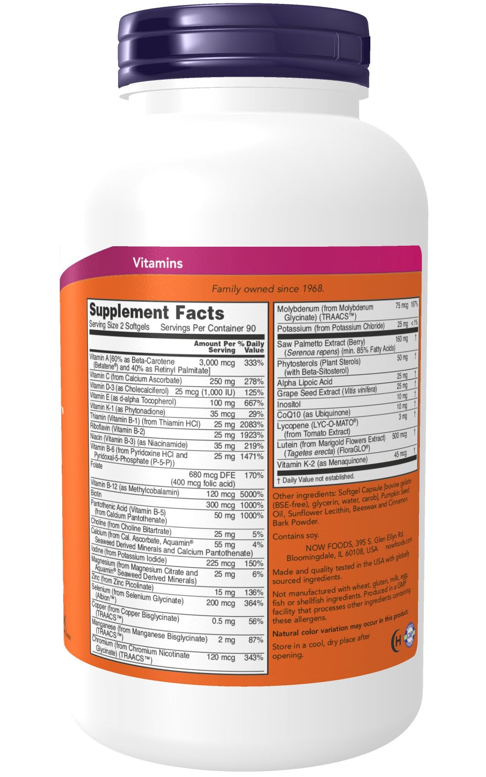 NOW Foods ADAM supérieur multi – meilleure absorption et tolérance digestive pour une routine quotidienne