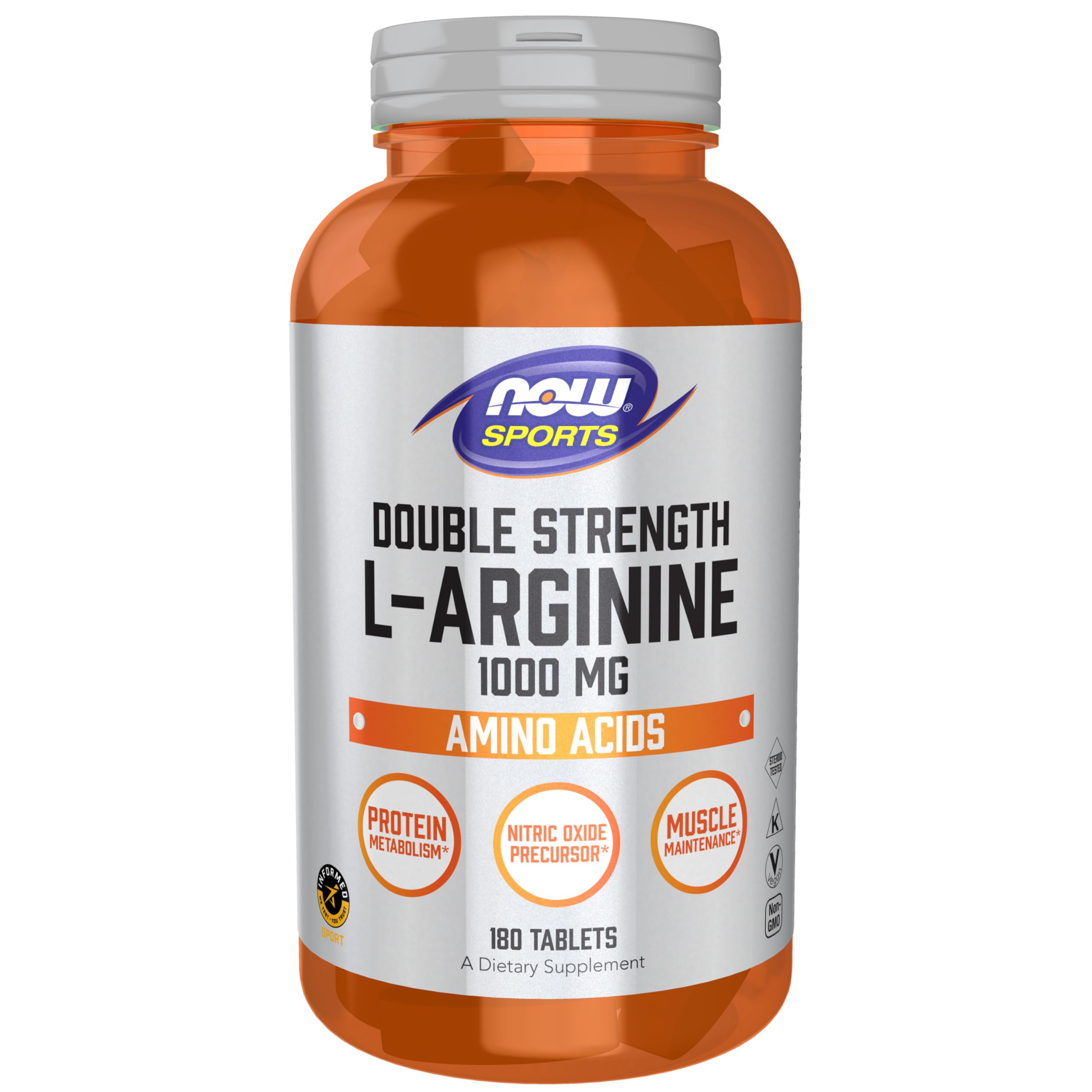 NOW Foods L-Arginine Double Force, tablettes haute dose, soutien potentiel à l entraînement