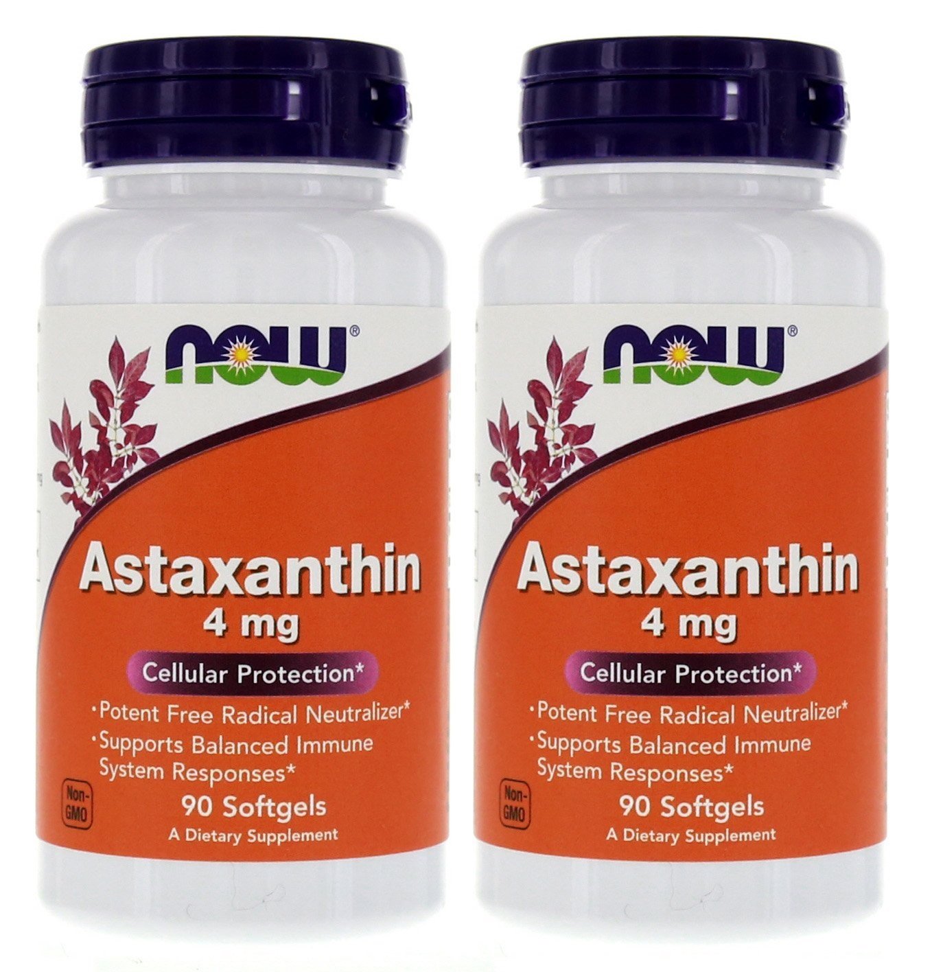NOW Foods Astaxanthin 4 mg, emballage, peut soutenir la protection cellulaire grâce à l’astaxanthine naturelle.