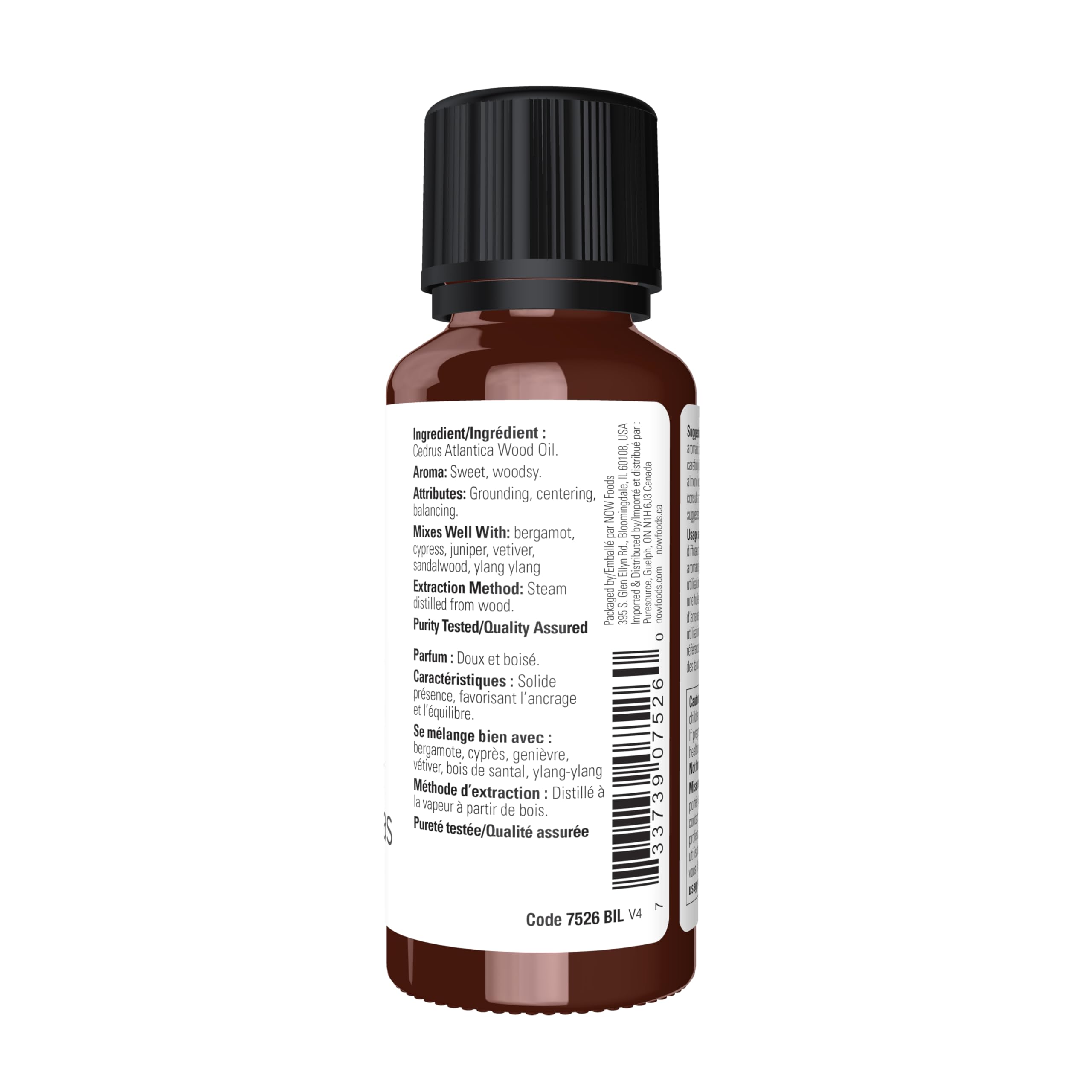 NOW Foods Atlas Cedar Oil – diffuseur maison, ambiance équilibrante et relaxante.