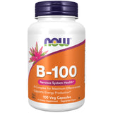 NOW Foods B-100 capsules visibles, soutien potentiel à l'énergie.