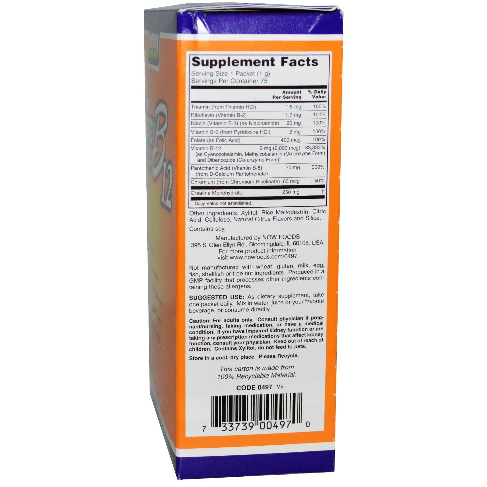 NOW Foods B-12 énergie en mobilité, sachets faciles à utiliser pour les journées actives