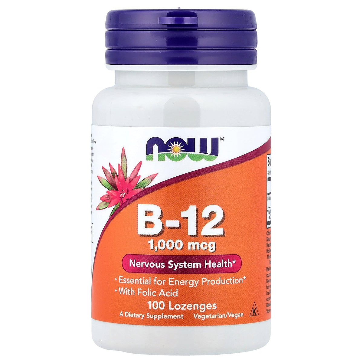 NOW Foods B-12 pastilles 1000 mcg, boîte pratique, soutien potentiel à l'énergie.