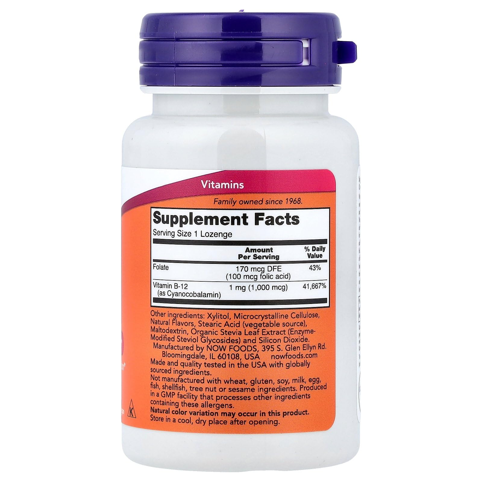 NOW Foods B-12 pastilles 1000 mcg, utilisation quotidienne pratique, énergie potentielle.