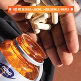 NOW Foods BCAA – étiquette et certification GMP visibles sur l'emballage.