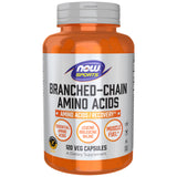 NOW Foods BCAA gélules végétales dans une bouteille, soutien potentiel à la récupération.