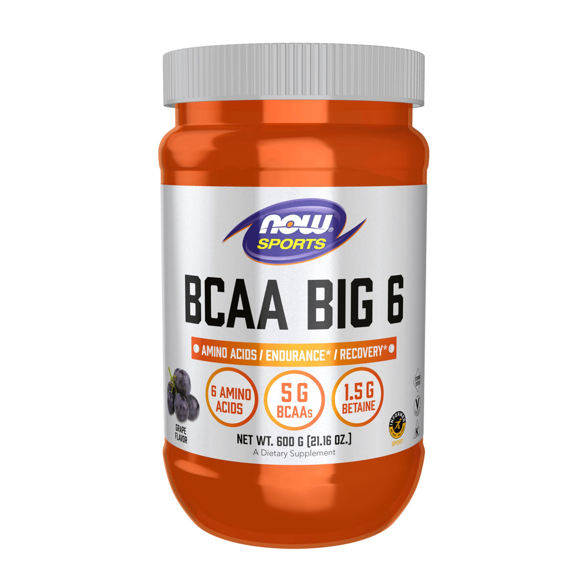 NOW Foods BCAA Big 6 saveur raisin dans sa bouteille, prêt à l’entraînement