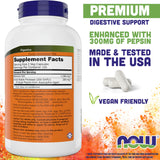 Capsules NOW Foods Betaine HCl 648 mg – faciles à avaler pour la digestion.