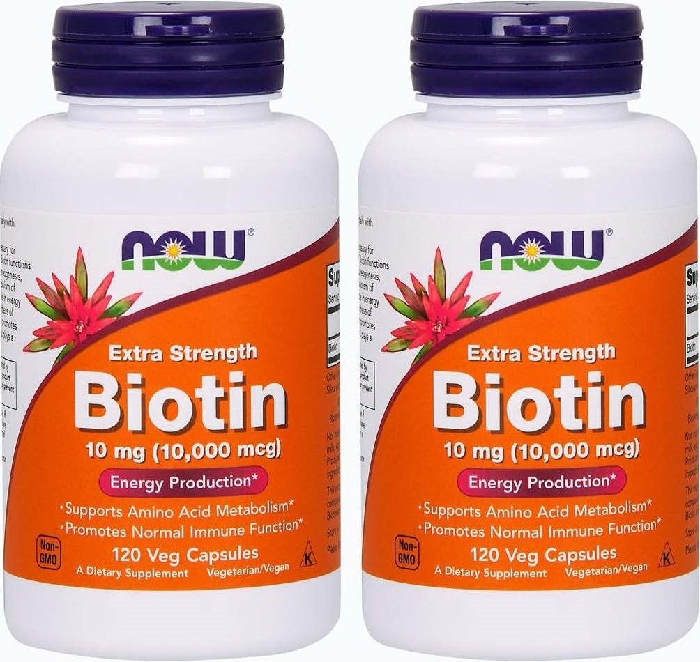 NOW Foods Biotin 10 mg, bouteille: soutien potentiel pour cheveux et ongles.
