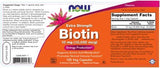 NOW Foods Biotin 10 mg, capsules: utilisation quotidienne pour cheveux et ongles.