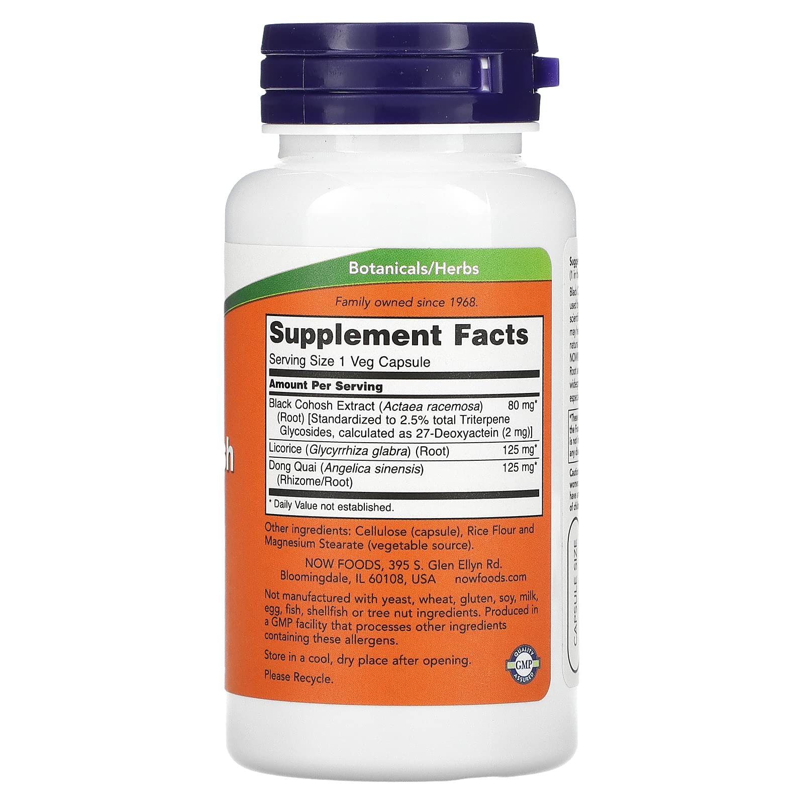 NOW Foods Black Cohosh capsules – format pratique pour quotidien