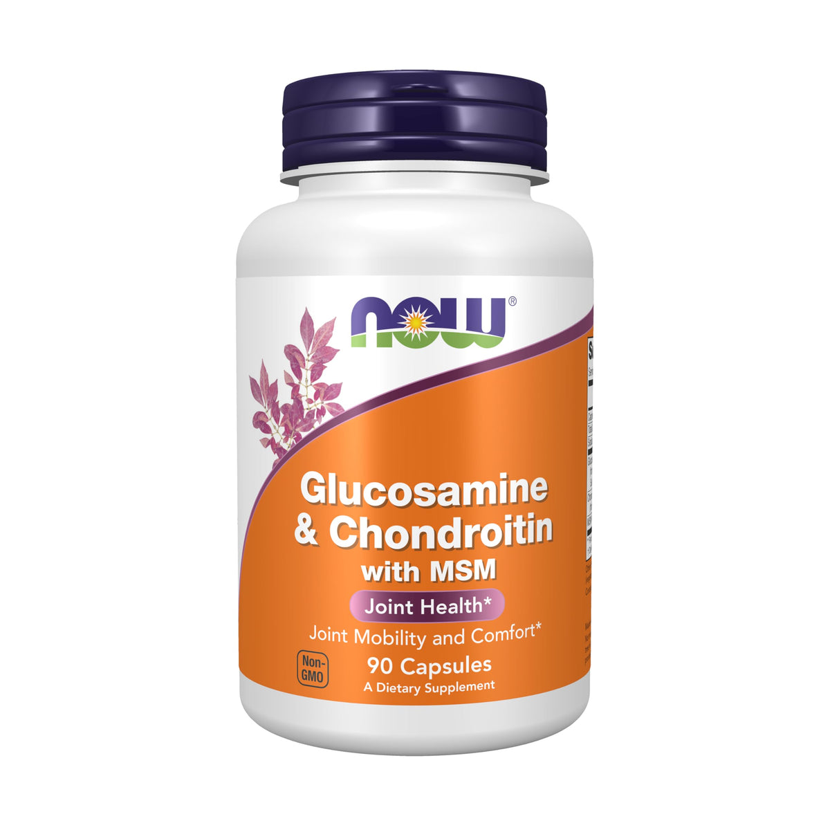 NOW Foods glucosamine-chondroitine-msm en bouteille avec capsules végétales.