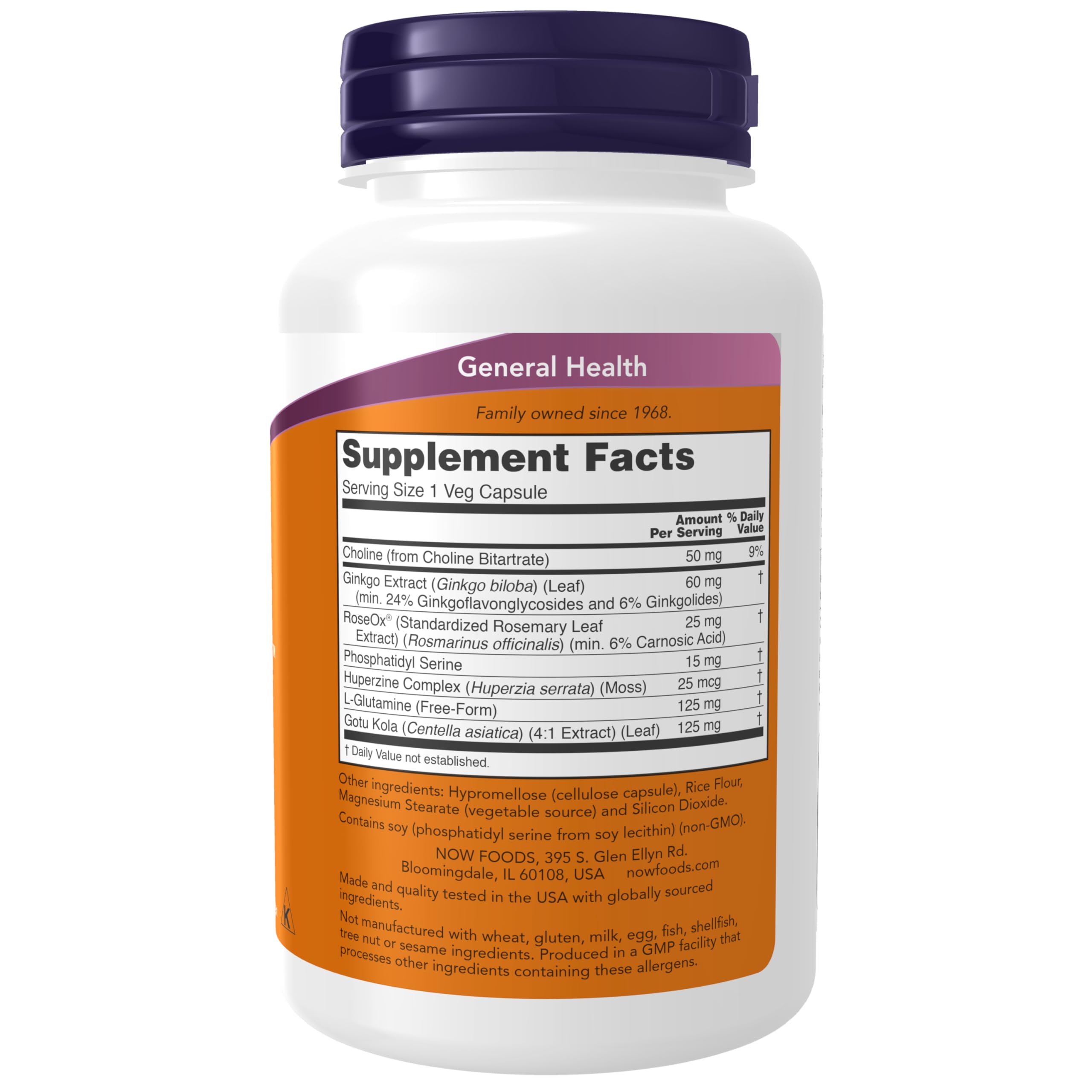 NOW Foods Brain Elevate – capsules faciles à avaler pour une routine quotidienne.