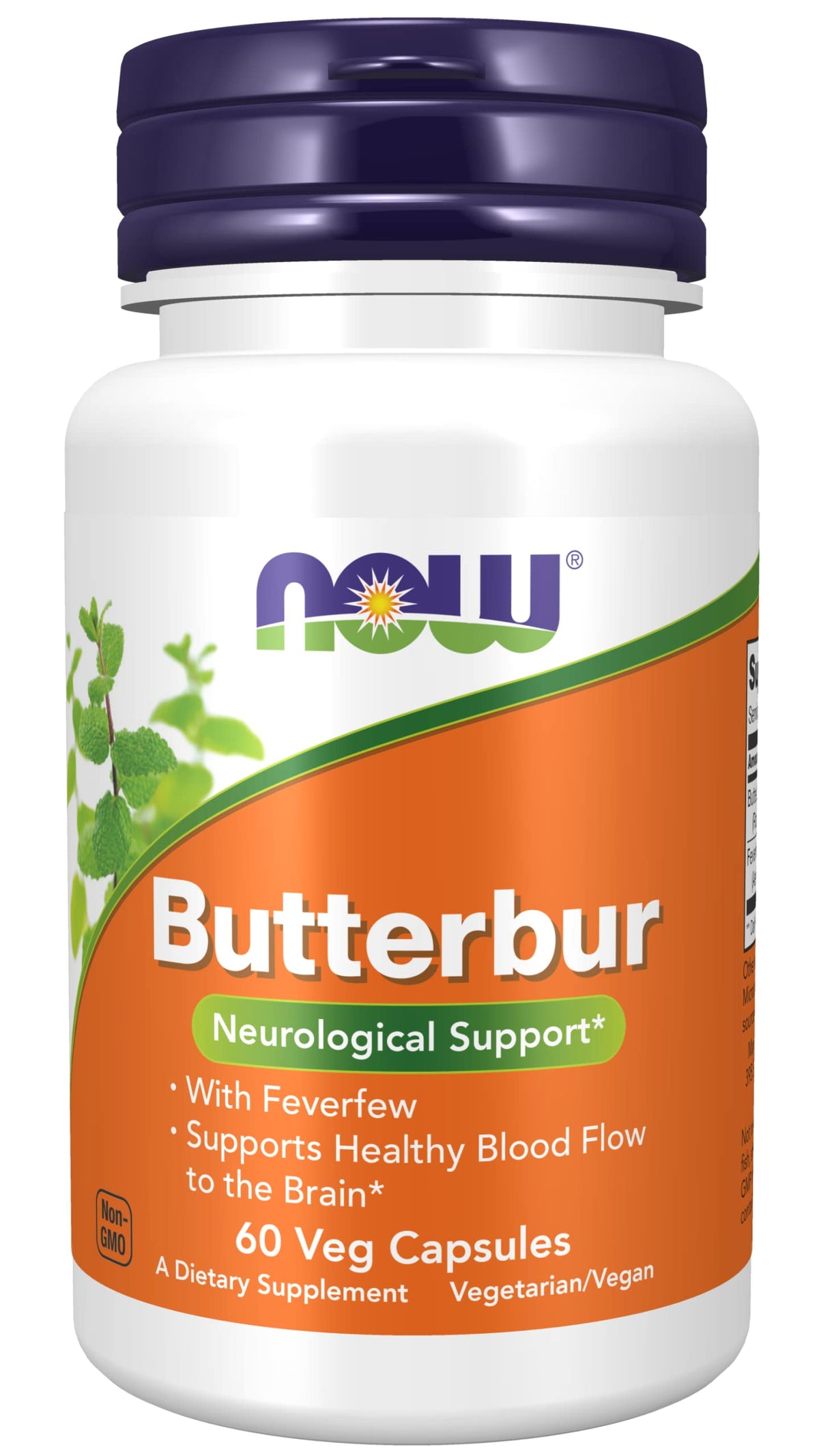 NOW Foods Butterbur, flacon avec gélules, soutien neurologique potentiel.