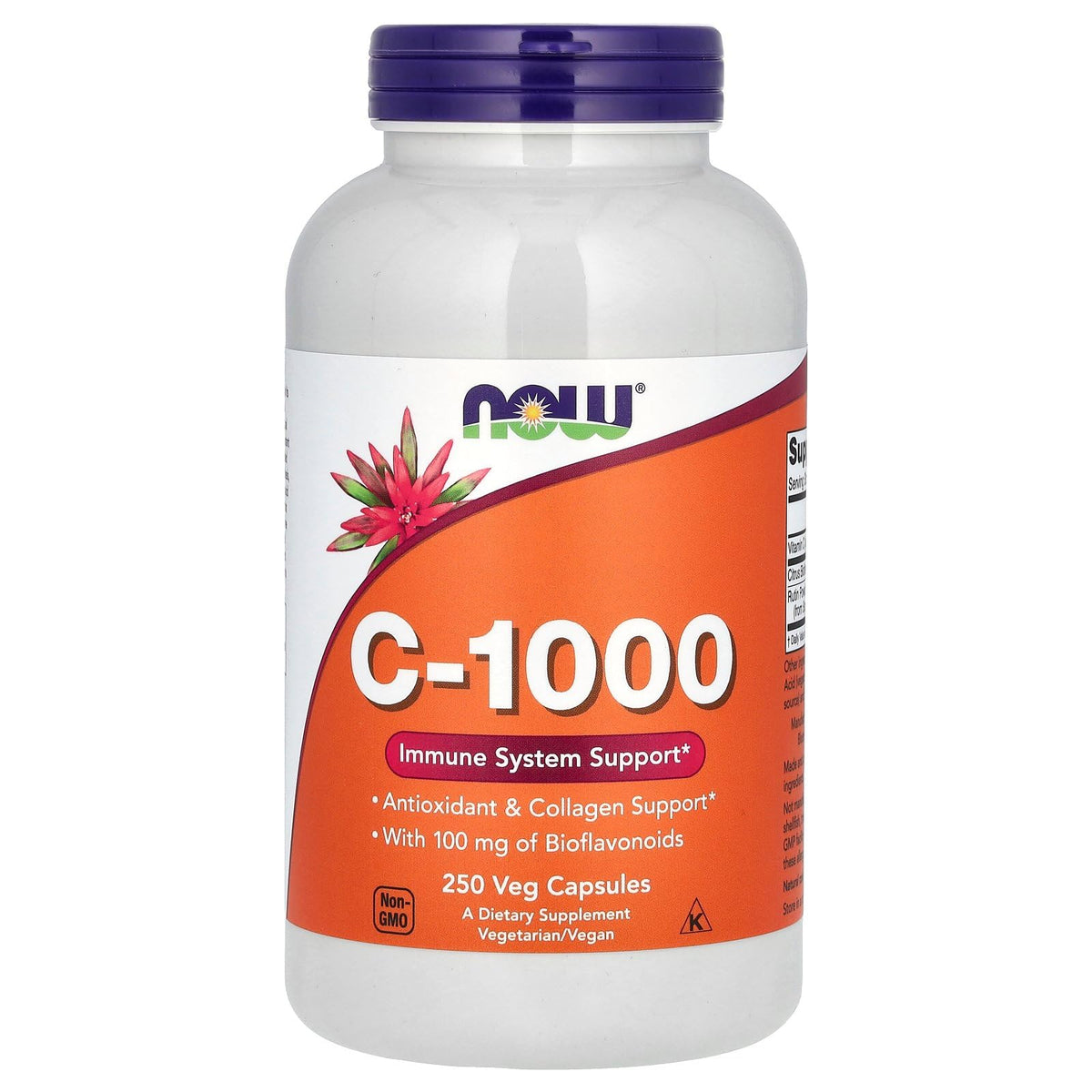 Now Foods C 1000, bouteille et capsules visibles, soutien quotidien.