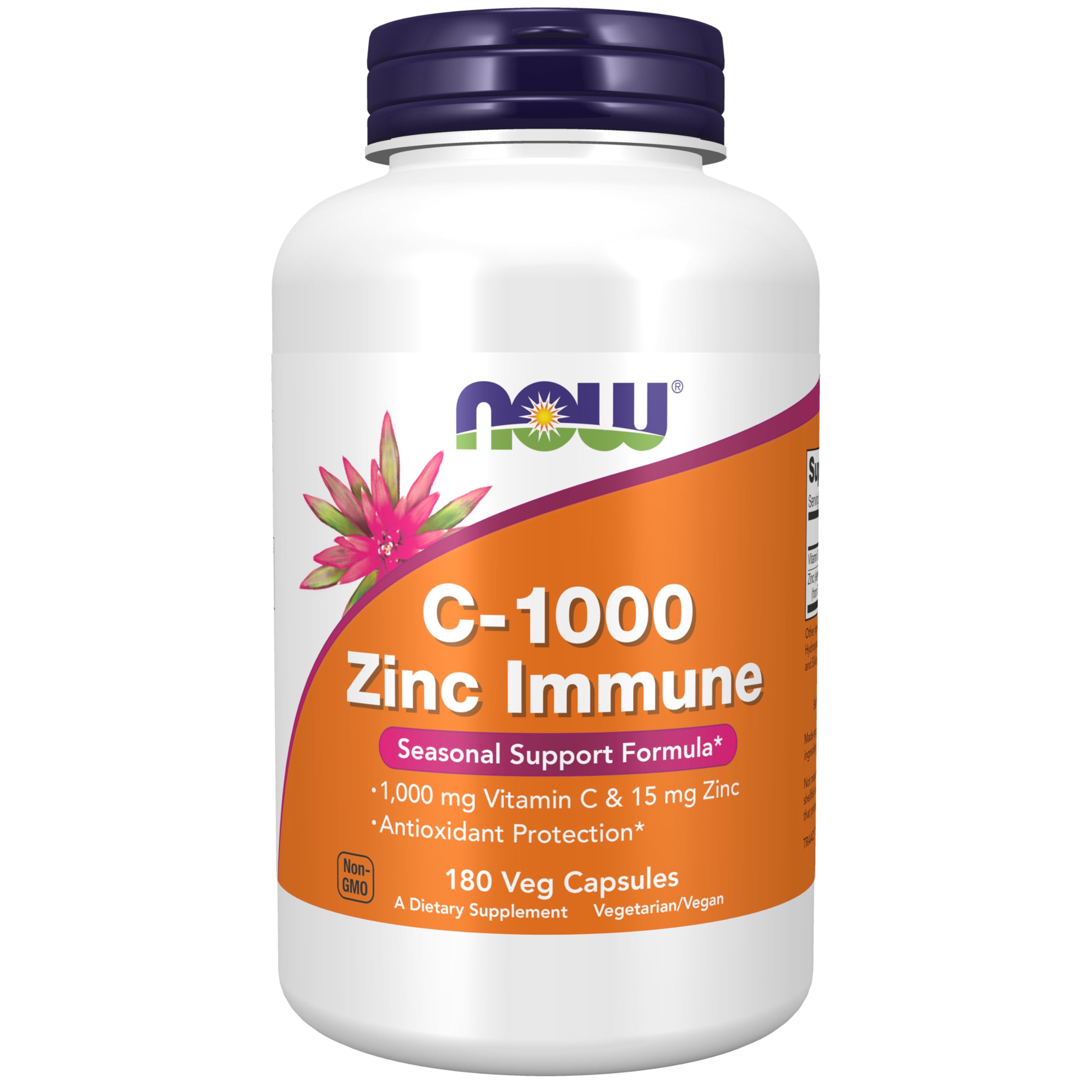 NOW Foods C-1000 Zinc Immune, bouteille gelules, soutien immunitaire potentiel