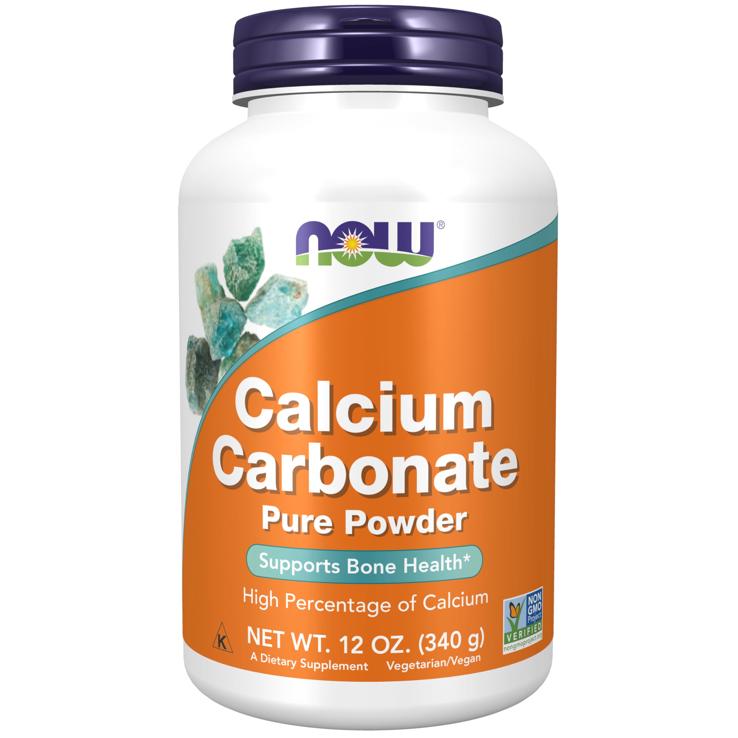 NOW Foods Calcium Carbonate Poudre haute-concentration, texture fine, pour compléter votre apport quotidien en calcium.