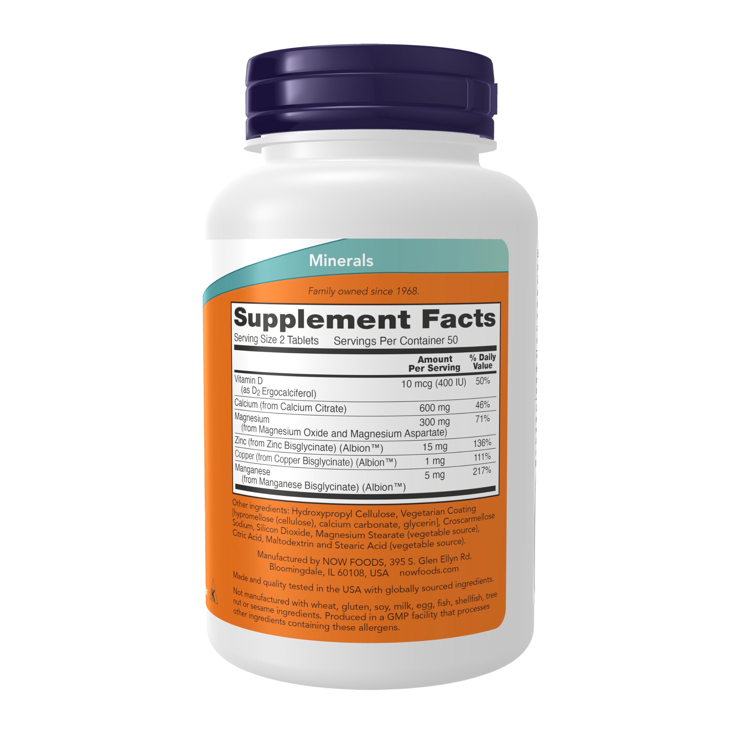 Now Foods Calcium Citrate etui-emballage, etiquette claire mentionnant vitamine D et minéraux, utile au quotidien.