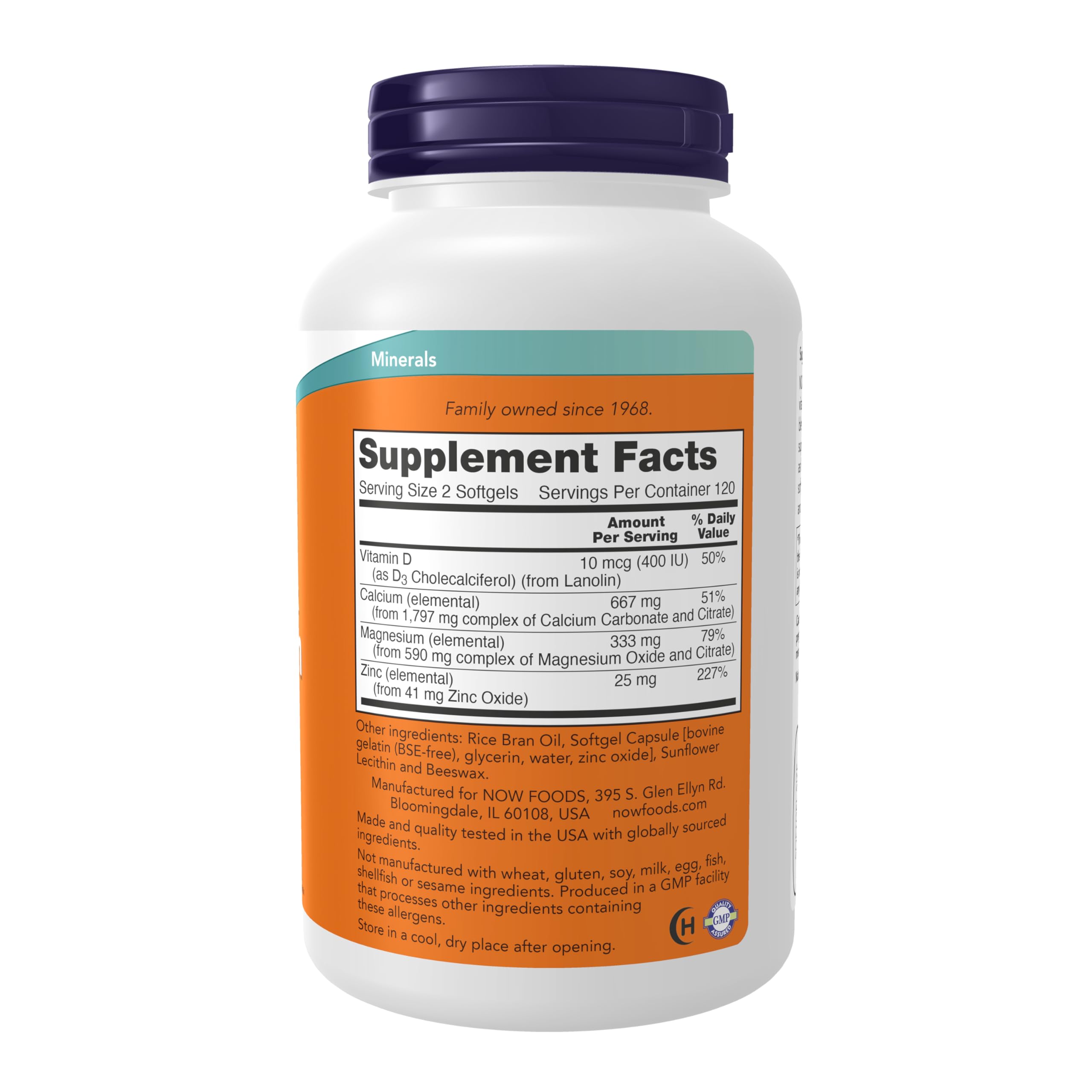 NOW Foods calcium et magnesium, gélules faciles à avaler, soutien potentiel pour la santé enzymatique et osseuse.