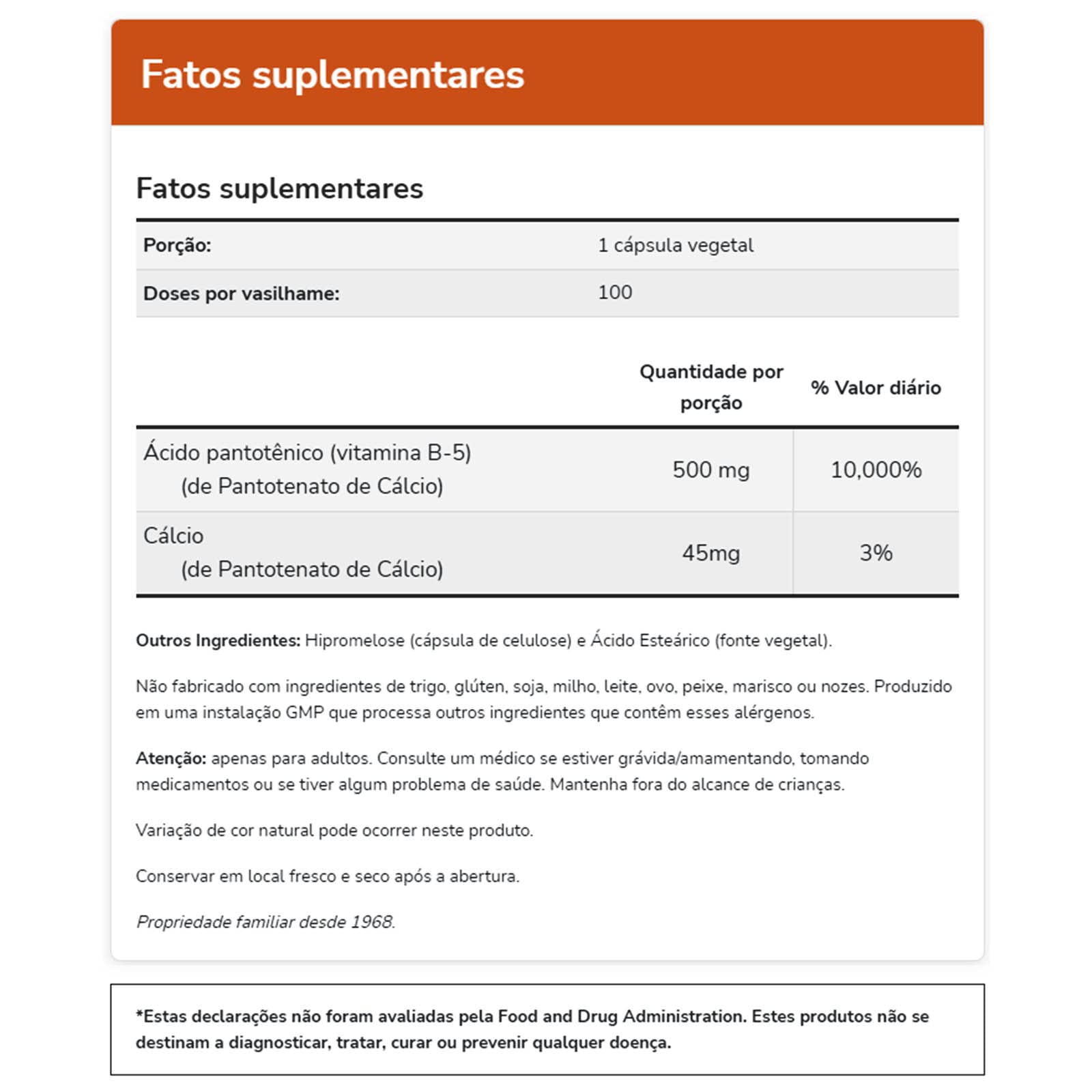 NOW Foods acide pantothénique 500 mg, capsule prête à être prise à tout moment
